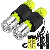 Tauchlampe, 2 Stk Wiederaufladbare Unterwasser Taschenlampe Helles LED Tauchlicht 1000...