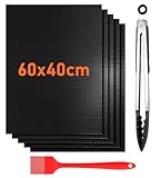 Vrent BBQ Grillmatte für Gasgrill 5er Set 40x60CM Grillmatten Grillplatte,Backmatte...