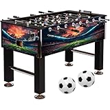 GAMES PLANET® Kickertisch Leeds - 140x73x87cm, Höhenverstellbar, 4 Bälle, 2...