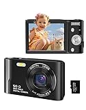 Digitalkamera 4K 50MP Autofokus Kamera Fotokamera 32GB SD-Karte, Kompaktkamera...