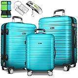 tillvex® Reisekoffer Set 3-tlg mit Gepäckwaage, Koffergurte und...