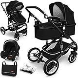 KIDUKU® 3 in 1 Kinderwagen Komplettset | Kombikinderwagen Set inkl. Babywanne Buggy...