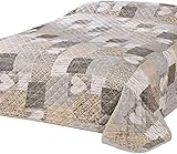 Delindo Lifestyle Tagesdecke Bettüberwurf Herzen für Doppelbett, Patchwork braun,...