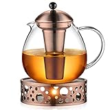 glastal 1500ml Bronze Teekanne mit Stövchen Teebereiter Glas und Edelstahl Teewärmer...