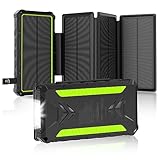 Solar Powerbank 20000mAh, Solar Ladegerät 3A Schnelles Aufladen mit 2 Ausgängen &...
