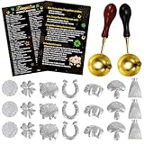 DPKOW 21 STK Silvester Zinngießen Bleigießen Set, Zinnfiguren und 2 Löffeln Anleitung...