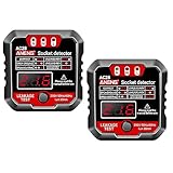 2pcs Steckdosentester mit RCD-Prüfung und LCD-Voltage-Display,...