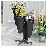 Schmiedeeiserner Blumenständer mit 4 Eimern, robustes Floristenregal für frische Blumen,...