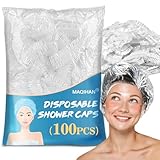 MAQIHAN 100 Einweg Duschhauben Unisex – Große Kunststoff Haarkappen für tiefe...
