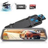 4K Dashcam 10 Zoll Spiegel Dashcam mit Rückfahrkamera 170° Weitwinkel Dashcam Auto...