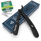 Van De Boos® Rasiermesser-Set mit 100 Derby Wechselklingen - Hochwertiges Edelstahl...