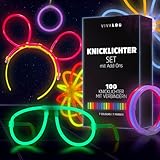 Vivaloo Knicklichter Party Set 100 Stück + Zubehör - Leuchtstäbe mit Verbinder für...
