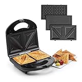 Klarstein Trilit 3-in-1 Sandwich Maker Panini Maker Kontaktgrill Waffeleisen, 750 Watt, 3...