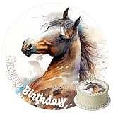 J&M DECO Tortenaufleger Pferd – essbare Tortendeko aus Zuckerpapier Ø 20 cm –...
