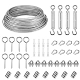 Drahtseil 3mm Edelstahl, 30M Stahlseil Kit, Stahlseil ummantelt mit ösen, Spanndraht...