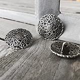 silber antik zart gemusterte Metall Knöpfe mit Öse 15mm oder 23mm (10 Stück)...