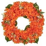 40cm Künstliche Hortensie Kranz Faux Blume Kranz, Faux Orange Hortensie Dekorativen Kranz...