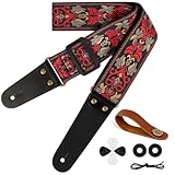 Aucuu Gitarrengurt, 2' Vintage bestickte Baumwolle Gitarrengurt, Verstellbarer...