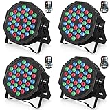 U`King 4PCS Wiederaufladbar LED Par Strahler, RGB 36 LED Bühnenlicht mit Fernbedienung...