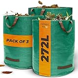 Terrauno - Gartensack 272 Liter Fassungsvermögen - 3er Pack I 150g/m² starker...