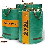 Terrauno - Gartensack 272 Liter Fassungsvermögen - 3er Pack I 150g/m² starker...