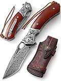 DRACHENADER Einhandmesser Damast Taschenmesser aus hochwertigem Damaststahl mit...