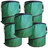 StyleKiste 5X Gartenabfalltonne Pop Up Faltbarer Gartensack 160 Liter Laubsack...
