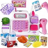 BUYGER 34 Stück Elektronische Kasse Spielzeug Supermarkt Registrierkasse mit...