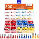 Gorffy Kabelschuhe 300 Pcs, Flachsteckhülsen Sortiment 0,5-6,0mm², Elektro Flachstecker,...