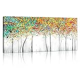 Mit Rahmen Großes Leinwandbilder Bilder 120x50cm Abstrakt Bunte Baumblüte bild...