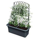 Kunststoff Blumenkasten anthrazit mit Rankgitter - 80 x 59 cm - Garten...