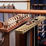 GmeDhc 1 Stück Gürtelaufhänger für Schrank, Gürtelhalter aus Holz mit 12 Schlitzen,...