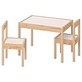 Ikea Latt Kindertisch mit 2 Stühlen, Weiß/Kiefer - für kleine Räume oder...