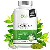 Vitamin B12 Komplex - Mit Power-Alge Bio Chlorella - 200 Vitamin B12 Tabletten...