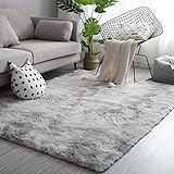 NIULAA Hochflor Teppich 160x230 Grau Weiß Modern Flauschig Weich, Groß für...
