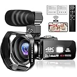 DREANNI Camcorder 4K Videokamera 48MP 60FPS WiFi Camcorder 18X Digital Zoom mit IR Night...