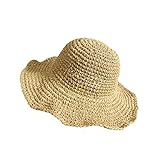 DHSBGWSX 1 Stück Damen-Sonnenhut, Damen-Sommer-Strohhut, Damen-Strand-Sonnenhut,...