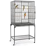 Yaheetech Vogelvoliere Vogelkäfig mit Tür Vogelhaus Vogelbauer mit 4 Rollen 47...