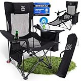 Faltbuddy® Campingstuhl faltbar & Liegestuhl klappbar 2in1 180Kg schwarz [XXL...