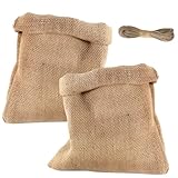 2 Stück Große Jutesäcke, Belastbar bis 30kg, Jute Pflanzenschutzsack mit Kordelzug,...