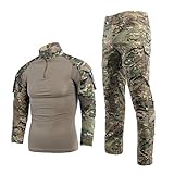 Softair Tarnanzug Herren Paintball Combat Shirt Taktische Hose Langärmlige mit 1/4...