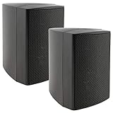ChiliTec 2-Wege Lautsprecher Schwarz, Paar, Wand-Lautsprecher für HiFi Stereoanlage...