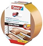 tesa Verlegeband extra stark klebend - Doppelseitiges Klebeband zum Verlegen von Teppich...