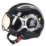 3/4 Helme Für Erwachsene Motorrad, Halber Retro Fahrradhelm Für Männer Frauen,...
