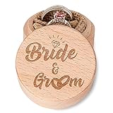 Braut und Bräutigam Ringbox aus Holz mit Gravur, rustikal, Vintage-Stil, Verlobungsring,...
