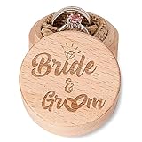 Braut und Bräutigam Ringbox aus Holz mit Gravur, rustikal, Vintage-Stil, Verlobungsring,...