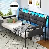 Brinlawb Schlafsofa, Tagesbett 90x200 cm mit LED Beleuchtung und Ladestation (2...