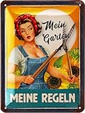 LANOLU Retro Blechschild Mein Garten, meine Regeln - Blechschilder Garten mit...