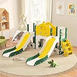 Wnvivi 7-in-1-Rutsche für Kinder mit Basketball-Ständer, Kletterleiter, Spielplatz...