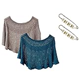 Damen Strickpullover Rundhals - Damen Bolero Jacke 3/4 Ärmel Festlich Shawl Pullover...